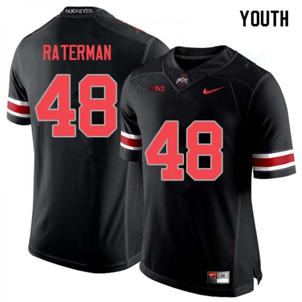Ohio State Buckeyes #48 Clay Raterman Youth Embroidery Jersey Blackout OSU59473